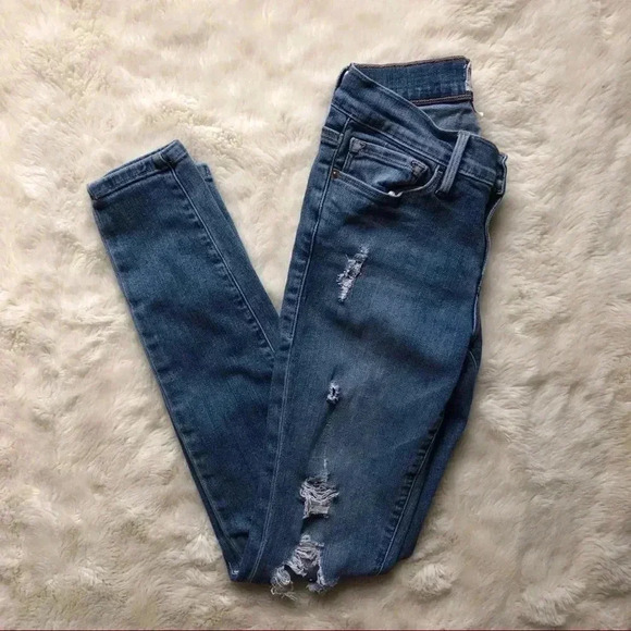 Frame  Denim Distressed Skinny Jeans Size 25 - Picture 1 of 16